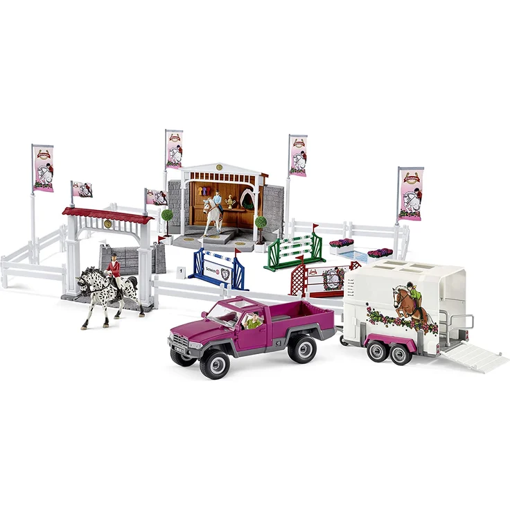SCHLEICH Horse Club 72105 'Großes Reitturnier mit Pick-Up und Pferdeanhänger', ab 5 Jahren, 60 Teile - Preisvergleich – Bild 2