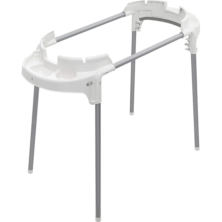 Rotho Babydesign Badeset mit großer Wanne und Funktionsständer, Ideal für 2 Kinder, 0-12 Monate, Weiß, Top Xtra Badestation, 21041000101