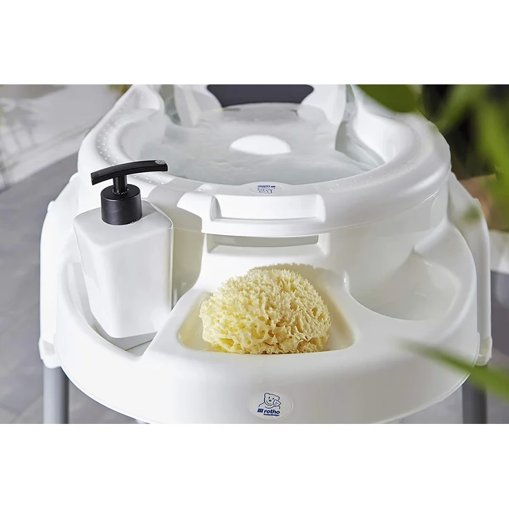 Rotho Babydesign Badeset mit großer Wanne und Funktionsständer, Ideal für 2 Kinder, 0-12 Monate, Weiß, Top Xtra Badestation, 21041000101 – Bild 6
