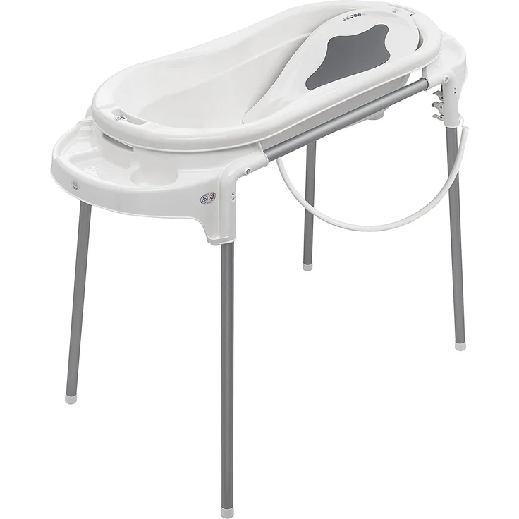 Rotho Babydesign Badeset mit großer Wanne und Funktionsständer, Ideal für 2 Kinder, 0-12 Monate, Weiß, Top Xtra Badestation, 21041000101 – Bild 8