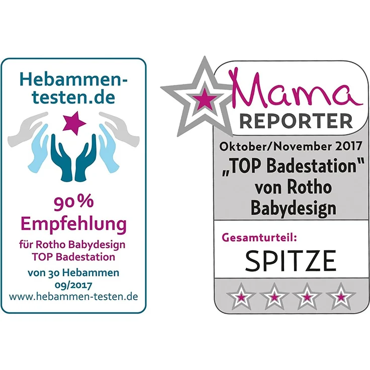 Rotho Babydesign Badeset mit großer Wanne und Funktionsständer, Ideal für 2 Kinder, 0-12 Monate, Weiß, Top Xtra Badestation, 21041000101 – Bild 4