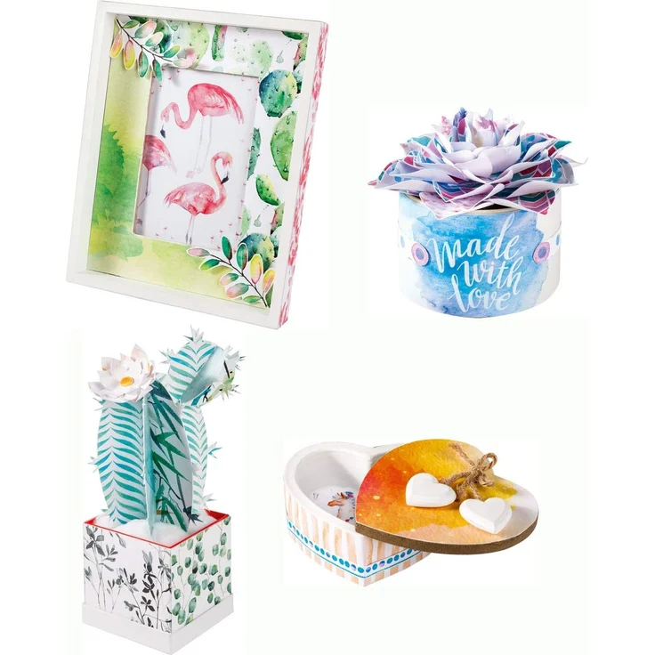 folia 48749 - Motivblock Aquarell, 20 Blatt, ca. 24 x 34 cm, 270 g/qm, sortiert in 20 verschiedenen Motiven - zum Basteln und kreativen Gestalten von Karten, Fensterbildern und für Scrapbooking – Bild 4