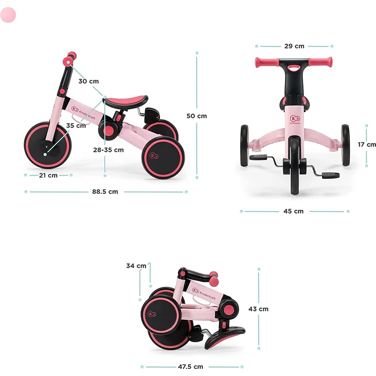 KinderKraft KINDERKRAFT 3-WHEEL BIKE 4TRIKE CANDY PINK – Bild 6