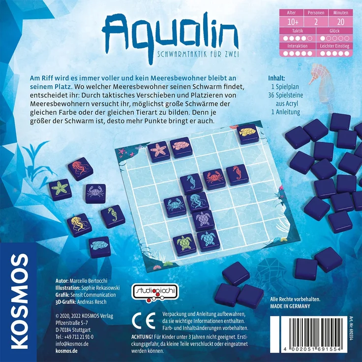 KOSMOS 691554 Aqualin - Schwarmtaktik für zwei, Brettspiel für 2 Spieler ab 10 Jahre – Bild 2
