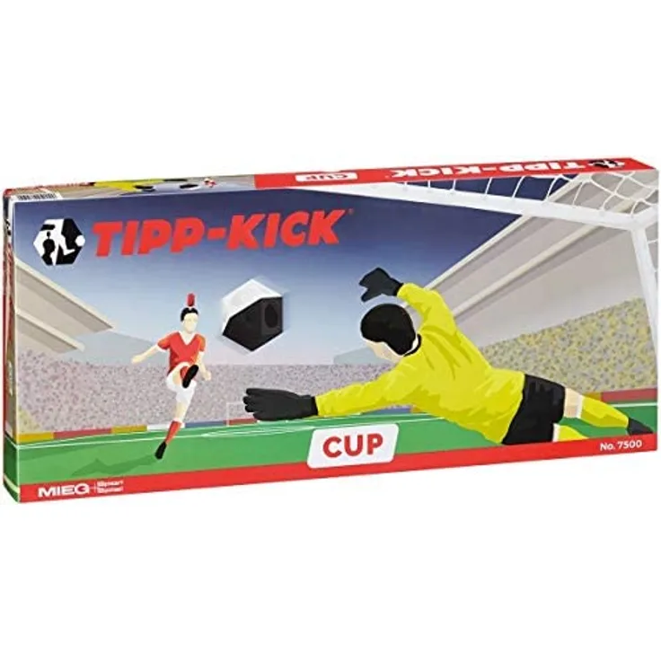 TIPP-KICK Cup 108x71 cm mit Bande – Das spielfertige Set mit 2X Spieler, 2X Torwart, 2X Plastiktor, 2X Ball I Spielfeld aus Filz