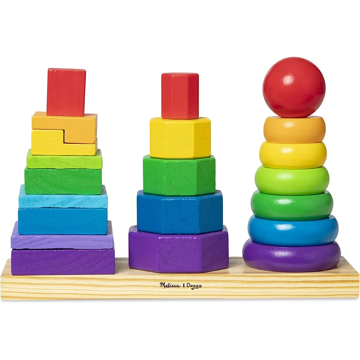 Melissa & Doug Geometrischer Stapler aus Holz, Mehrfarbig, (25 Teile)