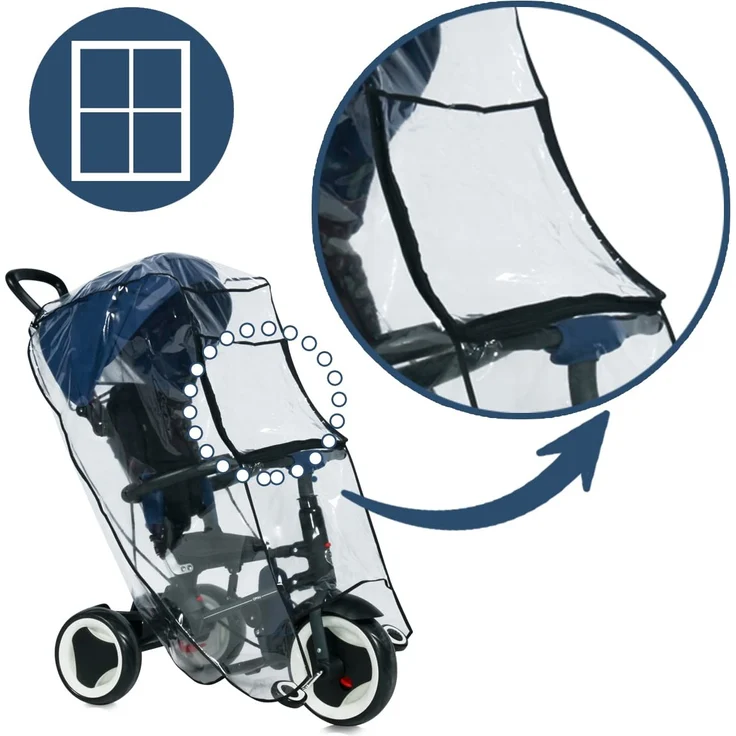 Lorelli Universal Regenschutz, Kinder Dreirad, Schutz vor Regen und Wind, Farbe:transparent – Bild 2