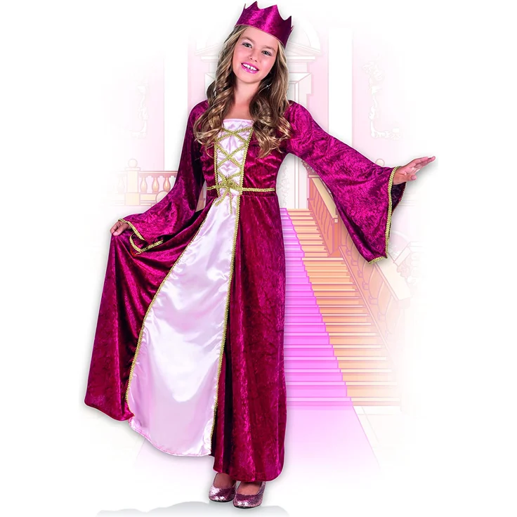Boland 82142 - Kinderkostüm Renaissance Königin, für Mädchen zwischen 4 und 6 Jahren, ca. 120-130 cm, Kleid, Krone, Verkleidung, Prinzessin, Mittelalter, Mottoparty, Karneval – Bild 3