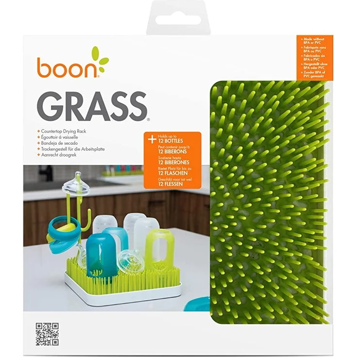 Boon GRASS Abtropfgestell mit praktischer Auffangschale für die Küche, Stylisches zweiteiliges Trockengestell in Grün, Baby Erstausstattung, Trockenständer für Babyflaschen, Baby Zubehör – Bild 10