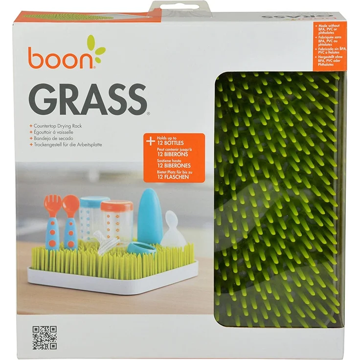 Boon GRASS Abtropfgestell mit praktischer Auffangschale für die Küche, Stylisches zweiteiliges Trockengestell in Grün, Baby Erstausstattung, Trockenständer für Babyflaschen, Baby Zubehör – Bild 11