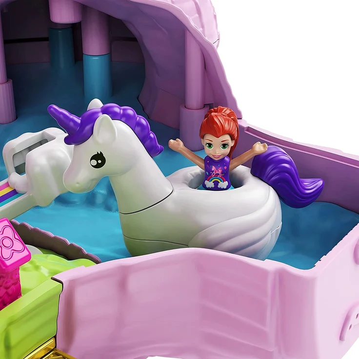 Polly Pocket GVL88 - Polly Pocket Einhorn-Party Spielset, Polly und Lila Puppe und über 25 Überraschungen – Bild 4