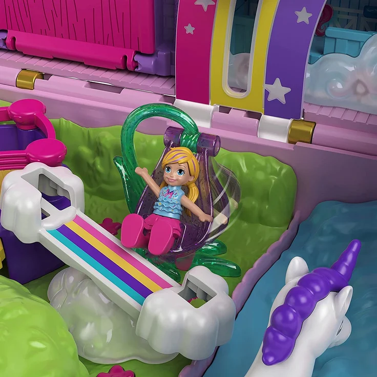 Polly Pocket GVL88 - Polly Pocket Einhorn-Party Spielset, Polly und Lila Puppe und über 25 Überraschungen – Bild 3