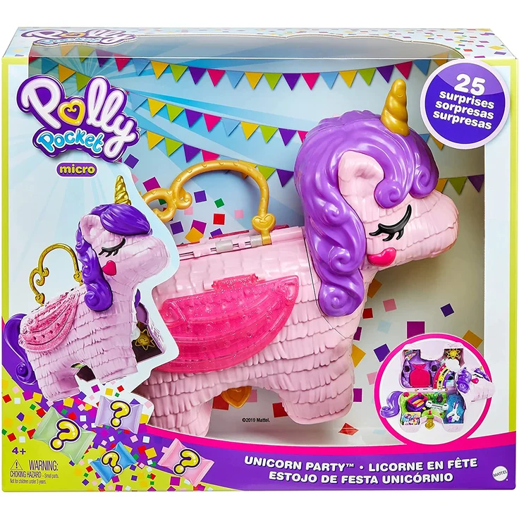 Polly Pocket GVL88 - Polly Pocket Einhorn-Party Spielset, Polly und Lila Puppe und über 25 Überraschungen – Bild 6