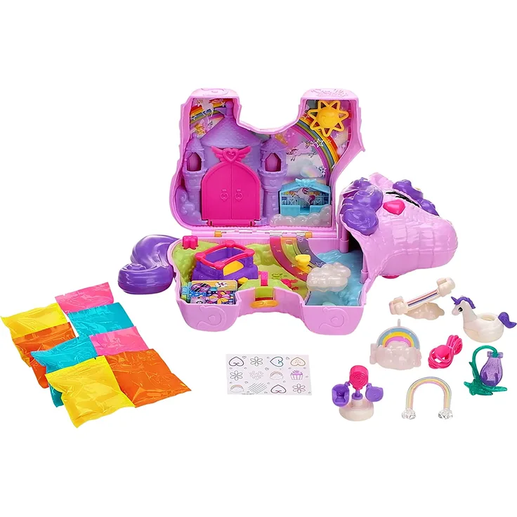 Polly Pocket GVL88 - Polly Pocket Einhorn-Party Spielset, Polly und Lila Puppe und über 25 Überraschungen
