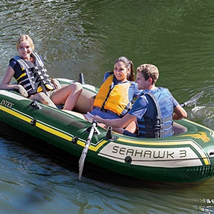 Intex 68380NP 'Seahawk 3', Schlauchboot-Set, max. Tragkraft 360 kg, bis zu 3 Personen, grün – Bild 3