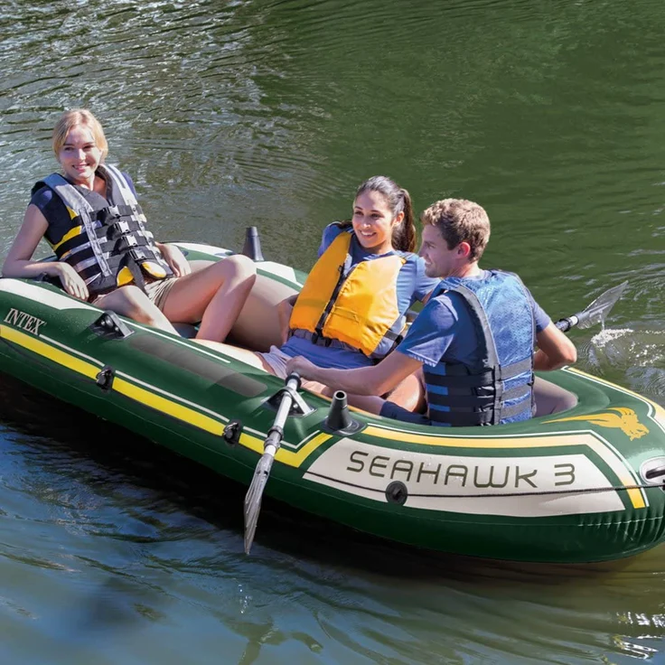 Intex 68380NP 'Seahawk 3', Schlauchboot-Set, max. Tragkraft 360 kg, bis zu 3 Personen, grün – Bild 4