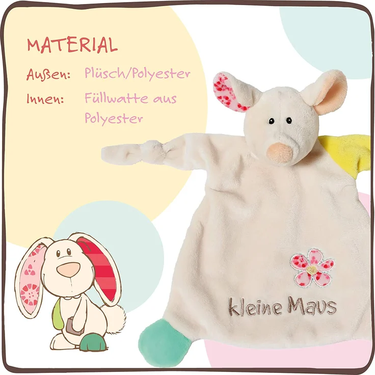 NICI Schmusetuch Maus ‚Kleine Maus´ 25x25 cm – Maus Schnuffeltuch ab 0+ Monaten – Kuscheltuch für Babys & Kleinkinder – Baby Kuscheltier / Schnuffeltuch – Baby Schmusetuch für Mädchen & Jungen – 40039 – Bild 4