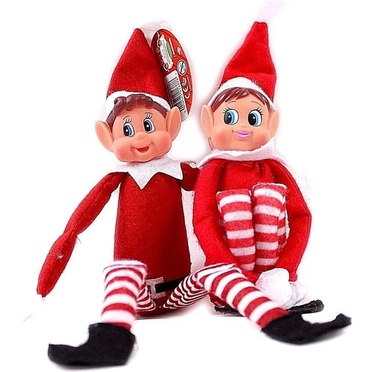 GLOW Wholesale Elfie (Junge) und Elvie (Mädchen) Set lustige und verspielte Elfen verhalten Sich schlecht Figur mit weichem Körper und Vinyl-Gesicht, 2er Set, rot – Bild 2