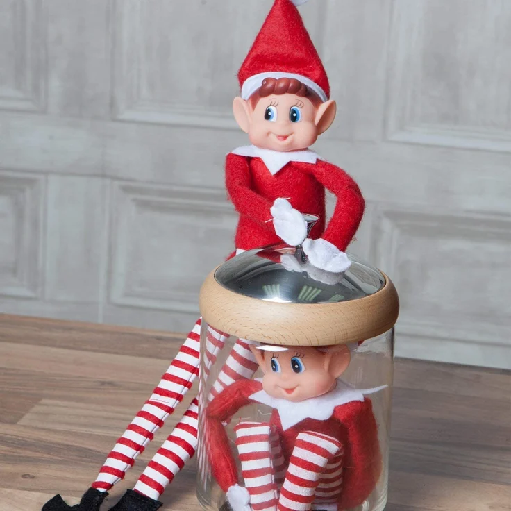 GLOW Wholesale Elfie (Junge) und Elvie (Mädchen) Set lustige und verspielte Elfen verhalten Sich schlecht Figur mit weichem Körper und Vinyl-Gesicht, 2er Set, rot – Bild 4
