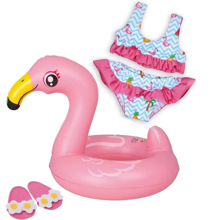 Flamingo Badeset Puppen rosa 35-45 cm
