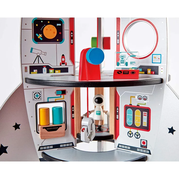 Hape E3021 E3021-Vierstufenrakete, Holzspielzeug Vierstufenrakete, Raumschiff inkl. viel Zubehör, 74cm hoch, aus Holz – Bild 5