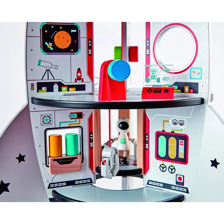 Hape E3021 E3021-Vierstufenrakete, Holzspielzeug Vierstufenrakete, Raumschiff inkl. viel Zubehör, 74cm hoch, aus Holz – Bild 9