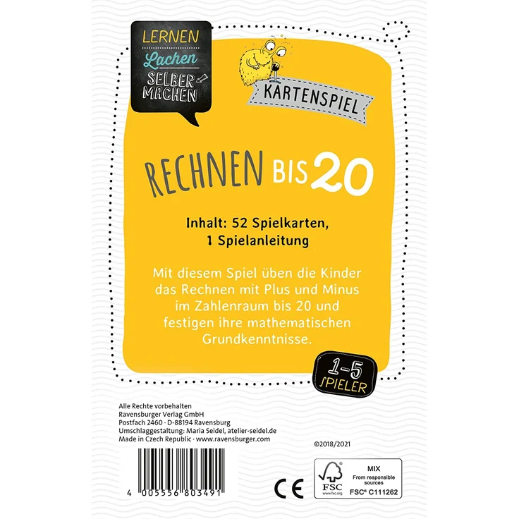 Ravensburger 80349 Lernen Lachen Selbermachen: Kartenspiel Rechnen bis 20 – Bild 3