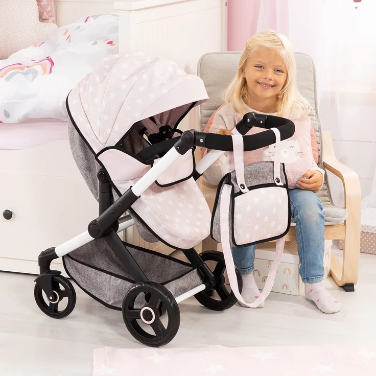 Bayer Design Kombi-Puppenwagen Xeo Sterne beige grau – Bild 6