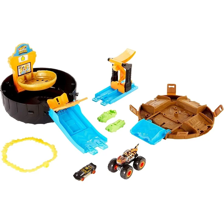 Hot Wheels Monster Truck Stunt-Reifen-Spielset inkl. 2 Spielzeugautos – Bild 6