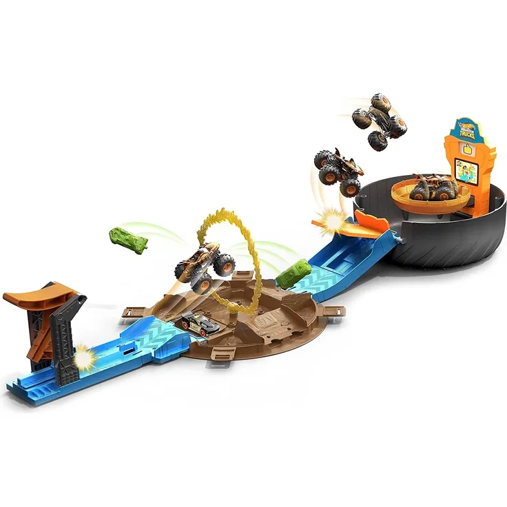 Hot Wheels Monster Truck Stunt-Reifen-Spielset inkl. 2 Spielzeugautos