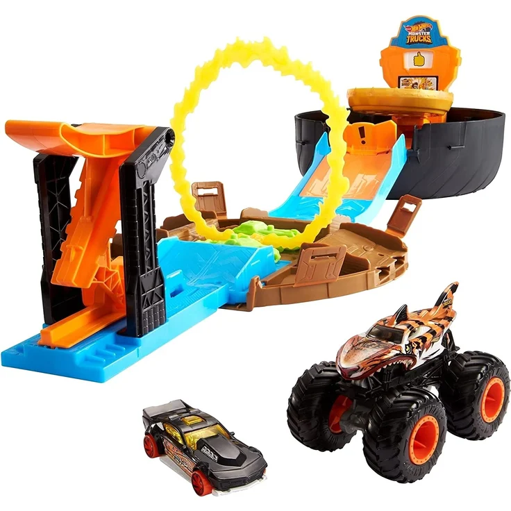 Hot Wheels Monster Truck Stunt-Reifen-Spielset inkl. 2 Spielzeugautos – Bild 7