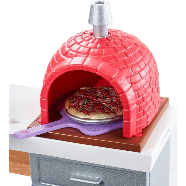 Barbie FXG39 - Möbel Spielset Outdoor mit Steinpizzaofen und Zubehör, Puppenzubehör Spielzeug ab 3 Jahren - Preisvergleich – Bild 4