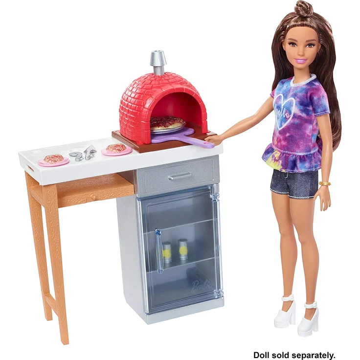 Barbie FXG39 - Möbel Spielset Outdoor mit Steinpizzaofen und Zubehör, Puppenzubehör Spielzeug ab 3 Jahren - Preisvergleich – Bild 2