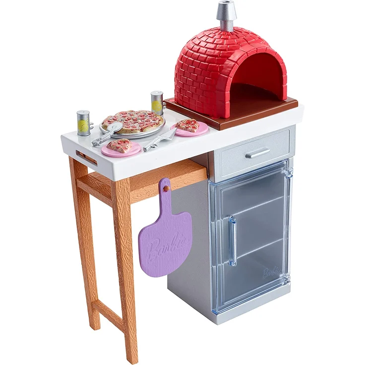 Barbie FXG39 - Möbel Spielset Outdoor mit Steinpizzaofen und Zubehör, Puppenzubehör Spielzeug ab 3 Jahren - Preisvergleich – Bild 6
