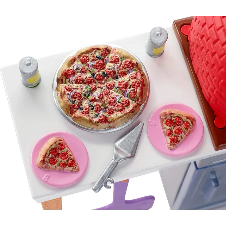 Barbie FXG39 - Möbel Spielset Outdoor mit Steinpizzaofen und Zubehör, Puppenzubehör Spielzeug ab 3 Jahren - Preisvergleich – Bild 5