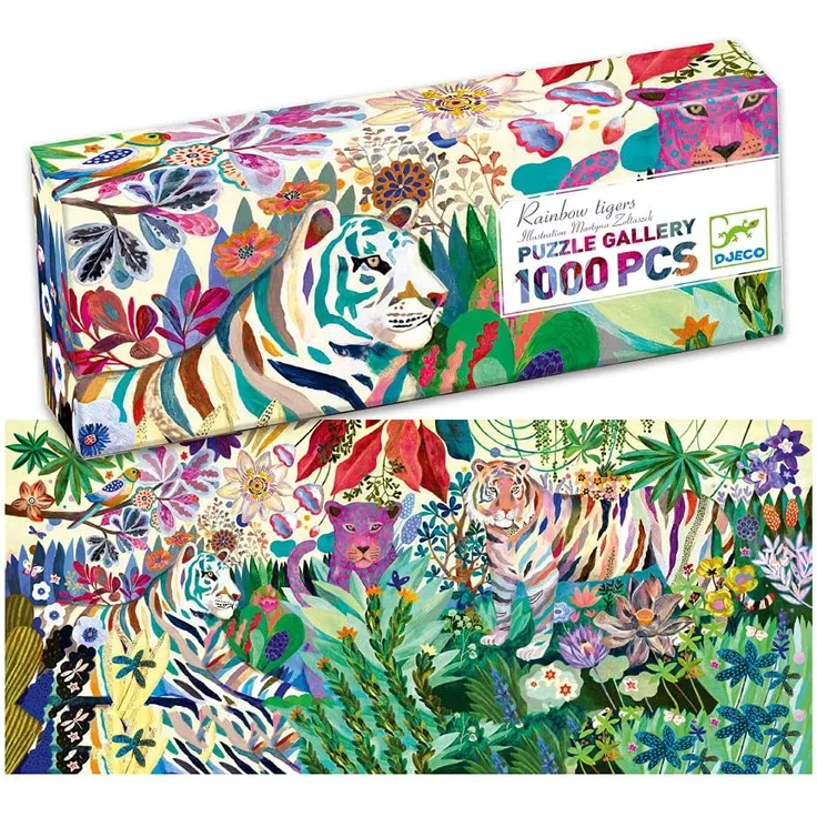 Djeco Puzzle Galerie Rainbow Tigers 1000 Teile ab 9 Jahren