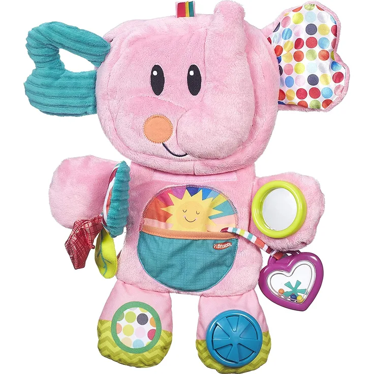Playskool B4939 Entdeckerspaß Elefant, Stoffspielzeug für Babys in der Bauchlage ab 3 Monaten, Pink (Amazon Exclusive)