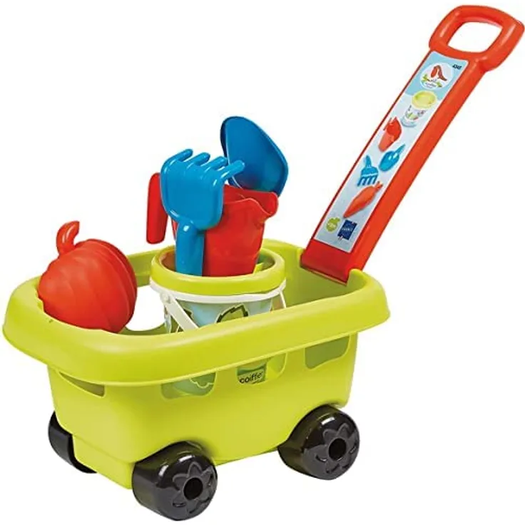 Ecoiffier sandbox set bucket Mentele Grabki watering can shape + trolley on wheels