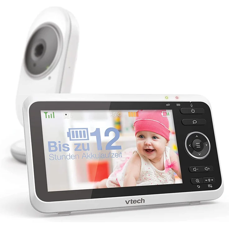 VTech Babymonitor VM350 – Video-Babyphone mit beweglicher Kamera – Klarer Sound, LCD-Farbbildschirm und Nachtsichtfunktion – Mit Gegensprechfunktion, Schlafliedern und Geräuschen – Bild 2