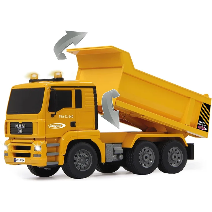 Jamara 405002 - Muldenkipper MAN 1:20 2,4G - Kippmulde hoch / runter, realistischer Motorsound, Hupe, Rückfahrwarnsound, 4 Radantrieb, gelbe LED Signallichter, programmierbare Funktionen – Bild 6