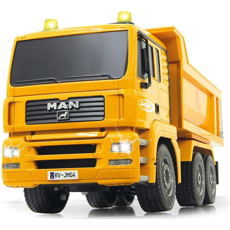 Jamara 405002 - Muldenkipper MAN 1:20 2,4G - Kippmulde hoch / runter, realistischer Motorsound, Hupe, Rückfahrwarnsound, 4 Radantrieb, gelbe LED Signallichter, programmierbare Funktionen – Bild 9