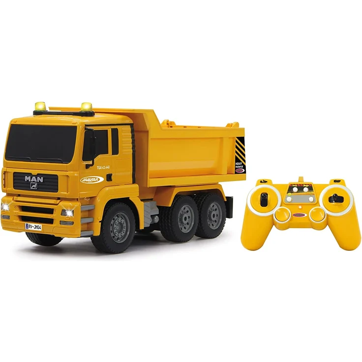 Jamara 405002 - Muldenkipper MAN 1:20 2,4G - Kippmulde hoch / runter, realistischer Motorsound, Hupe, Rückfahrwarnsound, 4 Radantrieb, gelbe LED Signallichter, programmierbare Funktionen – Bild 5
