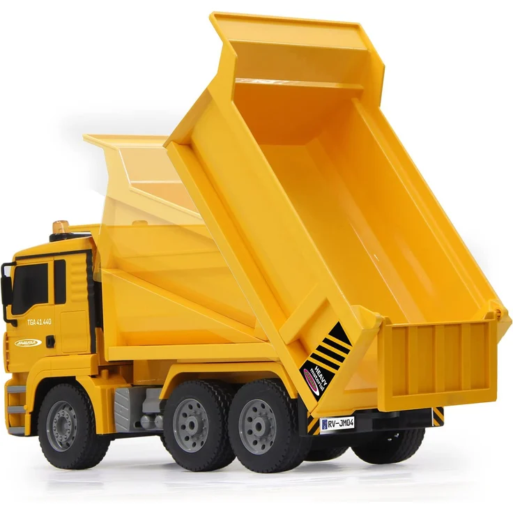 Jamara 405002 - Muldenkipper MAN 1:20 2,4G - Kippmulde hoch / runter, realistischer Motorsound, Hupe, Rückfahrwarnsound, 4 Radantrieb, gelbe LED Signallichter, programmierbare Funktionen – Bild 4
