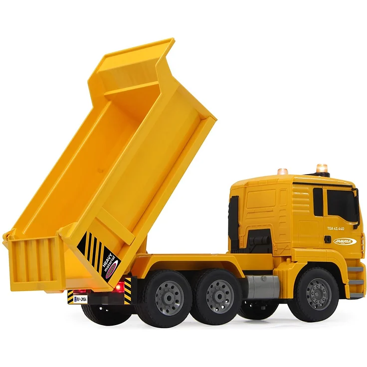 Jamara 405002 - Muldenkipper MAN 1:20 2,4G - Kippmulde hoch / runter, realistischer Motorsound, Hupe, Rückfahrwarnsound, 4 Radantrieb, gelbe LED Signallichter, programmierbare Funktionen – Bild 2