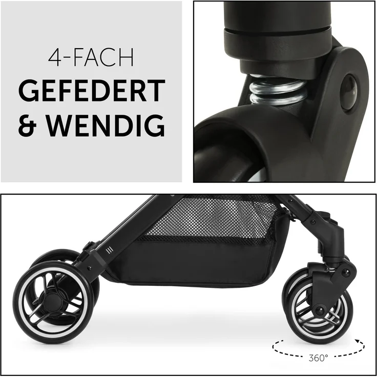 hauck Reise Buggy Travel N Care, für Kinder, bis 25 kg Belastbar, Leicht, Kompakt, Komfortable Sitz-/Liegefunktion, Leichtlaufräder, Federung, UV-Schutz 50+, Einhändig Klein Faltbar, Olive Grün – Bild 5