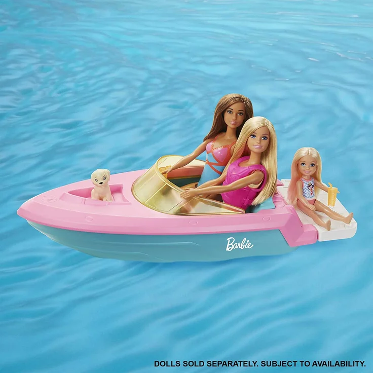 Barbie GRG29 - Barbiemit Hündchen und Zubehörteilen, Platz für 3 Puppen, schwimmt auf dem Wasser, tolles Geschenk für Kinder von 3 bis 7 Jahren – Bild 3