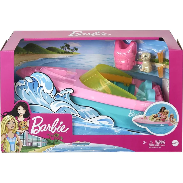 Barbie GRG29 - Barbiemit Hündchen und Zubehörteilen, Platz für 3 Puppen, schwimmt auf dem Wasser, tolles Geschenk für Kinder von 3 bis 7 Jahren – Bild 6