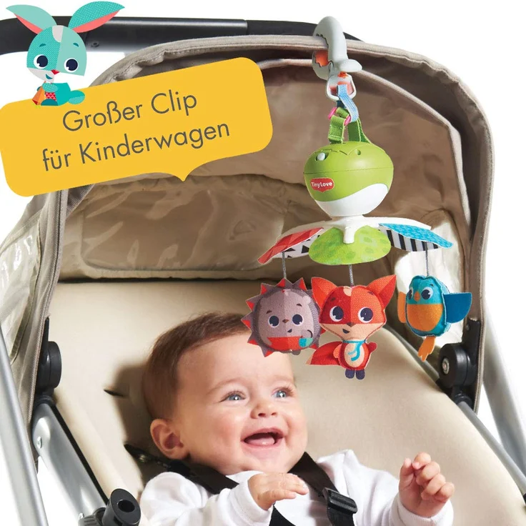 Tiny Love Baby-Mobile, Take Along Musik-Mobile für unterwegs und zuhause, Baby-Spieluhr ab der Geburt (0M+) lässt sich einfach an Kinderwagen befestigen, Meadow Days – Bild 2