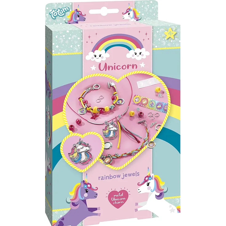 Totum Unicorn Juwelen - Bastle deine eigenen Unicorn Armbänder mit Einhornanhänger aus Metall, Sternanhänger, Perlen und Sticker