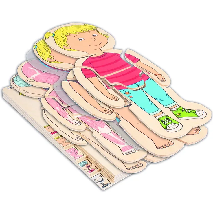 Beleduc 17160 - Lagen-Puzzle Dein Körper Mädchen, Extra Folie mit Darstellung des Blutkreislaufes, Bewährt im Kindergarten